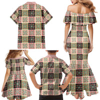 Seamless Pattern Pikake Lei Family Matching Mermaid Dress and Hawaiian Shirt Floral Squares Pikake - Polynesian Pride
