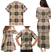Seamless Pattern Pikake Lei Family Matching Puletasi and Hawaiian Shirt Floral Squares Pikake - Polynesian Pride