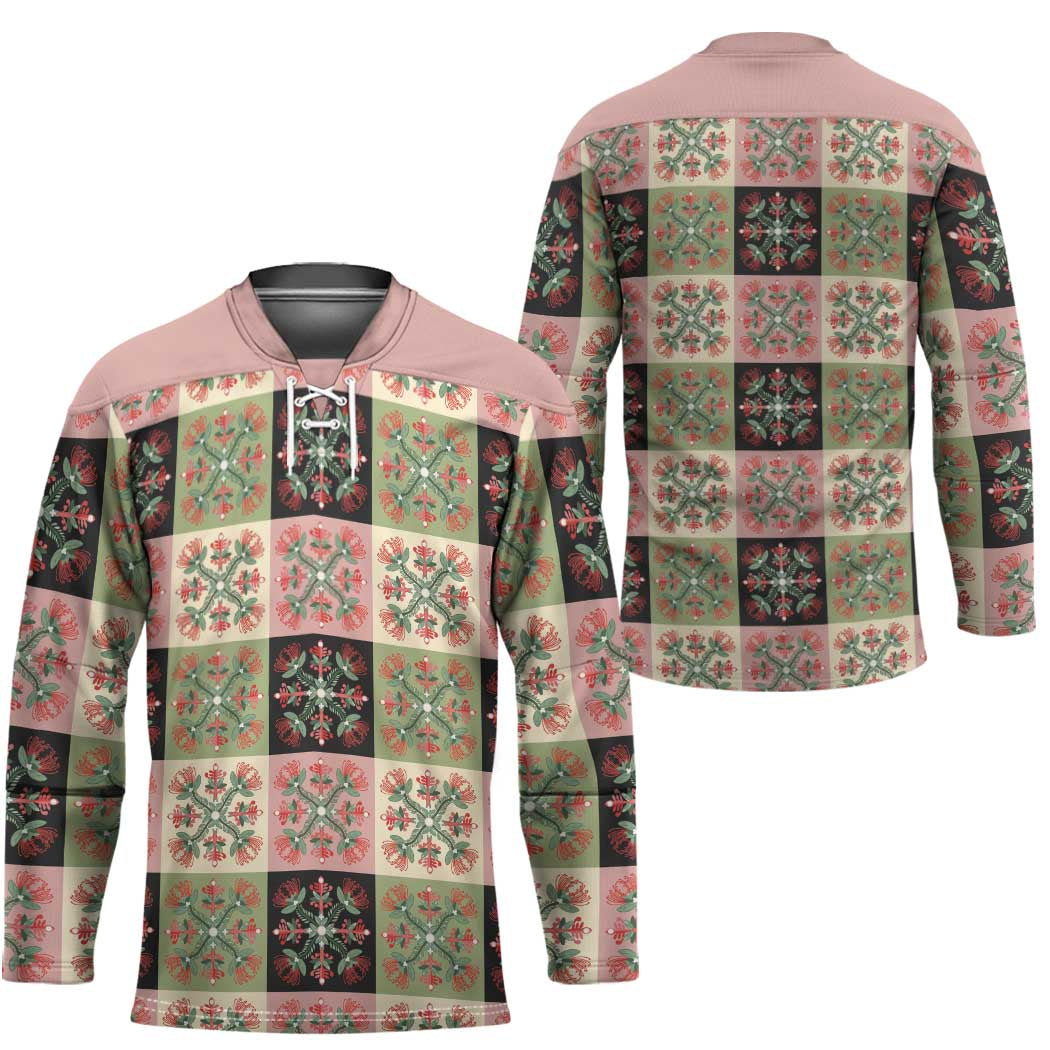 Seamless Pattern Pikake Lei Hockey Jersey Floral Squares Pikake - Polynesian Pride
