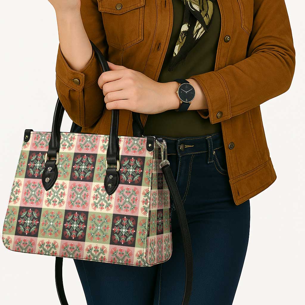 Seamless Pattern Pikake Lei Leather Bag Floral Squares Pikake - Polynesian Pride