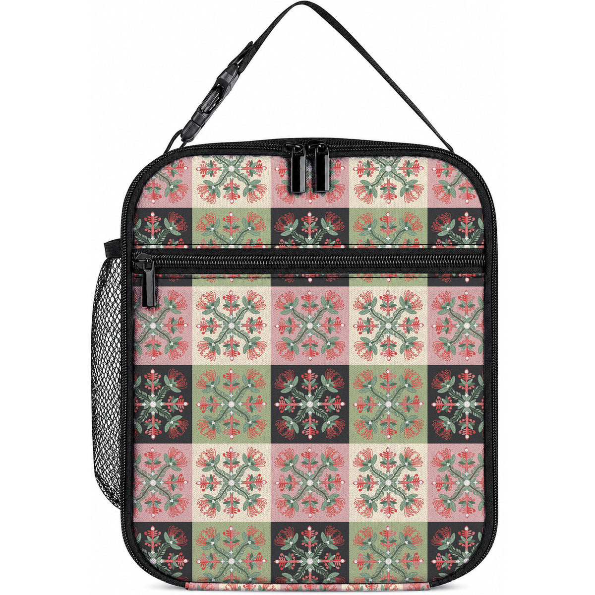 Seamless Pattern Pikake Lei Lunch Bag Floral Squares Pikake LT9 10.2 × 8.3 × 4.3 inch Pink - Polynesian Pride