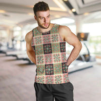 Seamless Pattern Pikake Lei Men Tank Top Floral Squares Pikake - Polynesian Pride