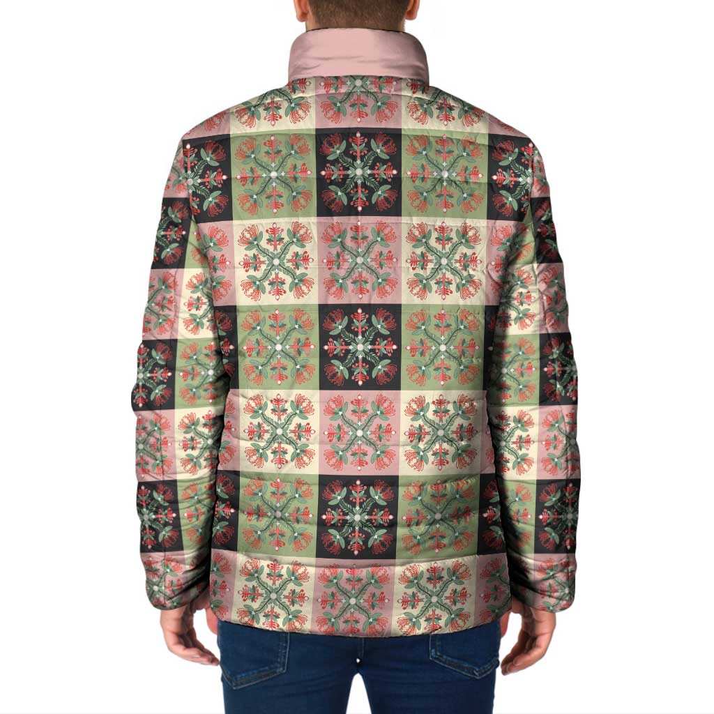 Seamless Pattern Pikake Lei Padded Jacket Floral Squares Pikake - Polynesian Pride