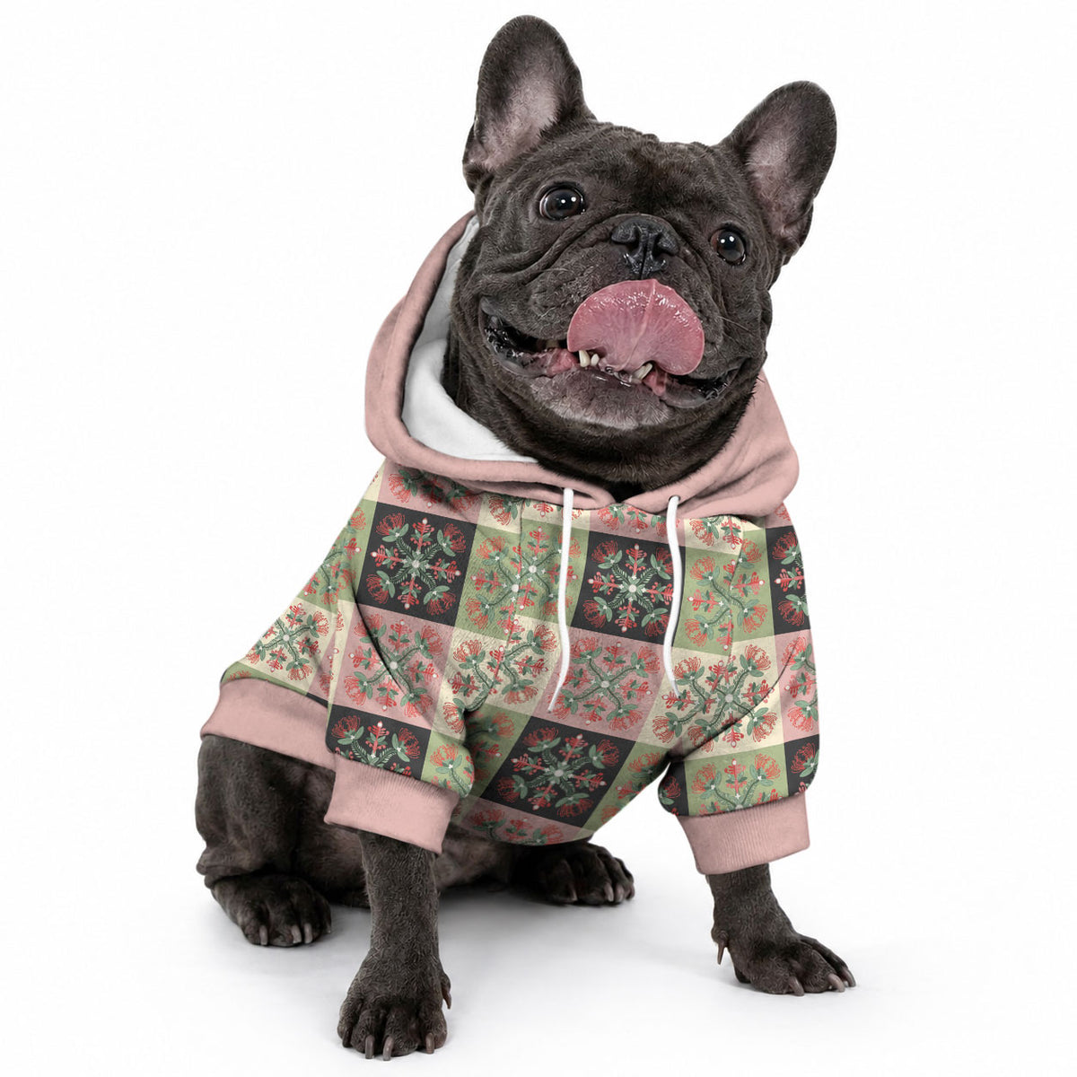 Seamless Pattern Pikake Lei Pet Hoodie Floral Squares Pikake LT9 - Polynesian Pride