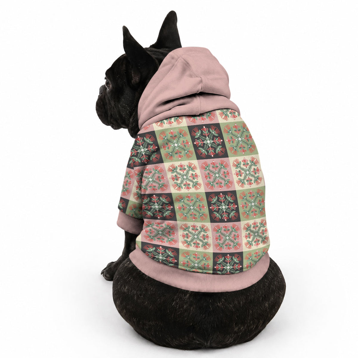Seamless Pattern Pikake Lei Pet Hoodie Floral Squares Pikake LT9 - Polynesian Pride