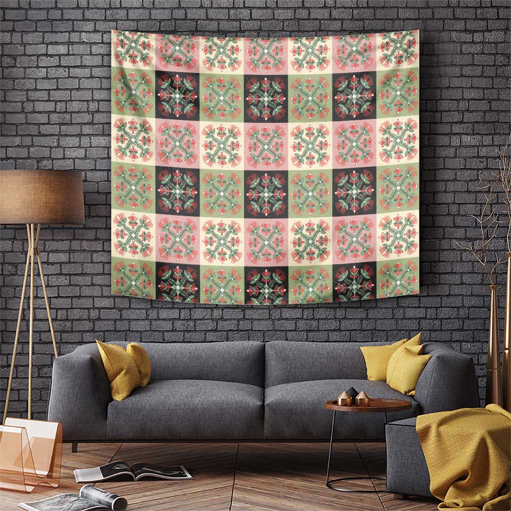 Seamless Pattern Pikake Lei Tapestry Floral Squares Pikake - Polynesian Pride