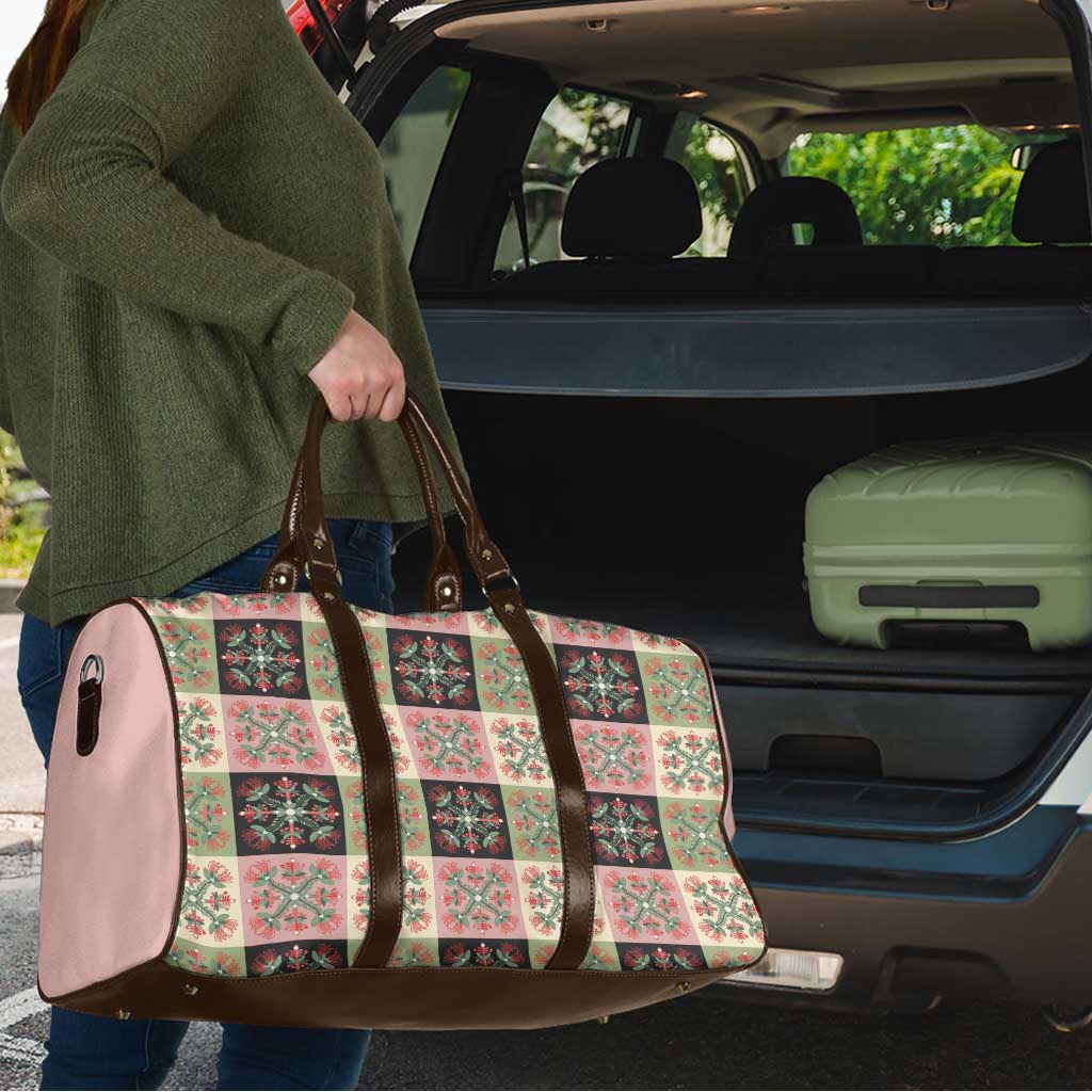 Seamless Pattern Pikake Lei Travel Bag Floral Squares Pikake - Polynesian Pride