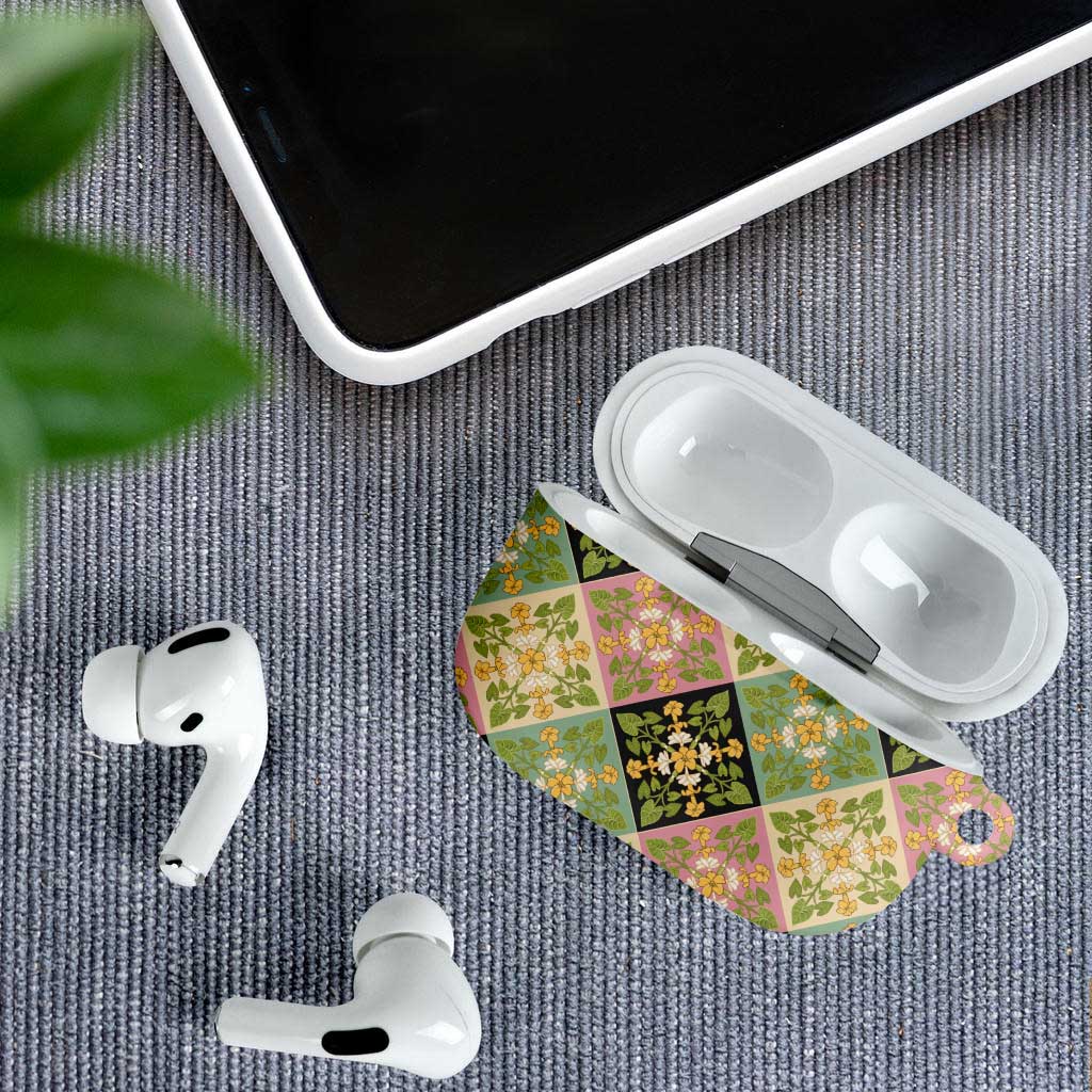 Seamless Pattern Puakenikeni and Kalo AirPods Case - Polynesian Pride