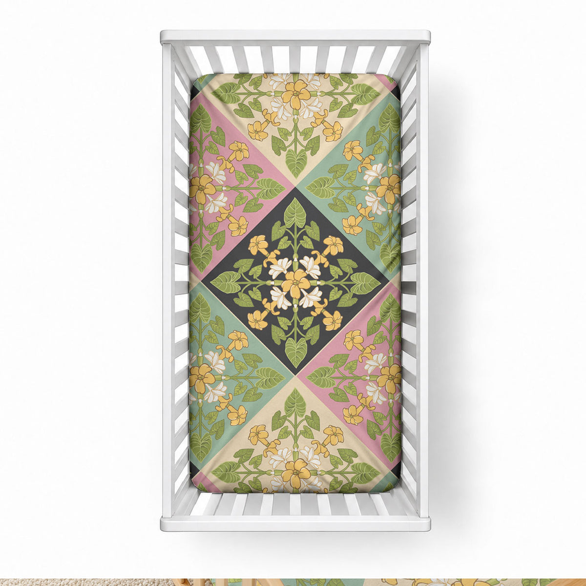 Seamless Pattern Puakenikeni and Kalo Baby Bed Cover LT9 28 × 52 in Beige - Polynesian Pride
