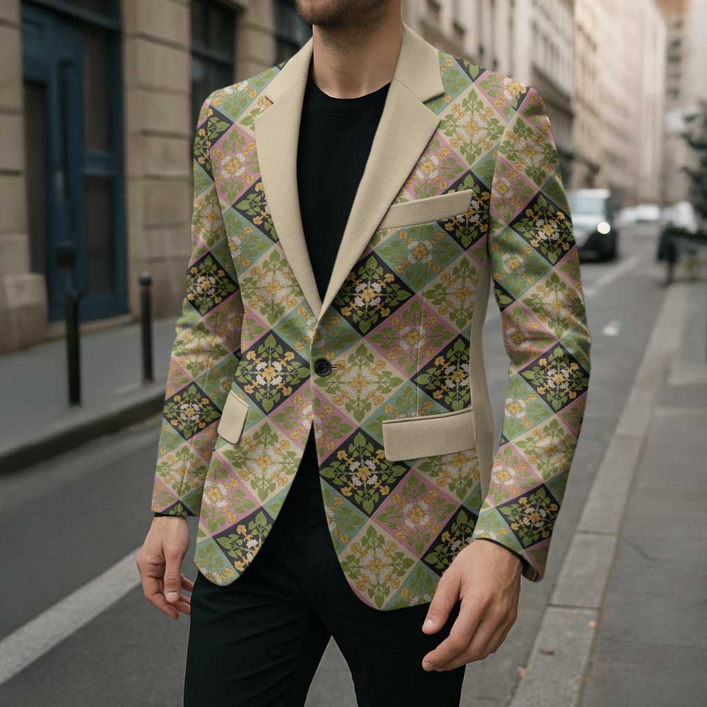 Seamless Pattern Puakenikeni and Kalo Blazer - Polynesian Pride