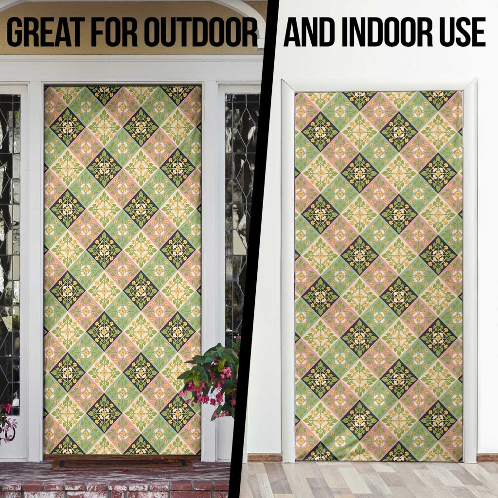 Seamless Pattern Puakenikeni and Kalo Door Cover - Polynesian Pride