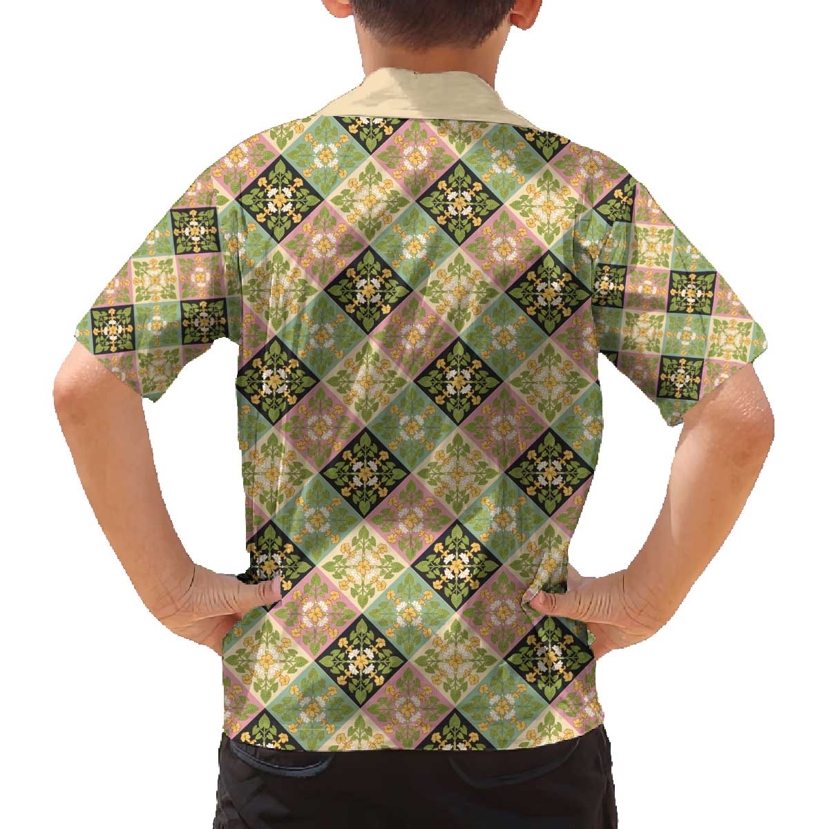 Seamless Pattern Puakenikeni and Kalo Family Matching Off The Shoulder Long Sleeve Dress and Hawaiian Shirt LT9 - Polynesian Pride