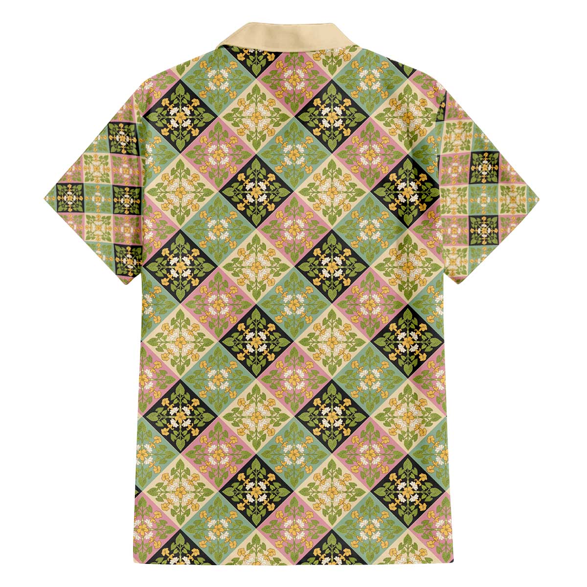 Seamless Pattern Puakenikeni and Kalo Family Matching Off The Shoulder Long Sleeve Dress and Hawaiian Shirt LT9 - Polynesian Pride