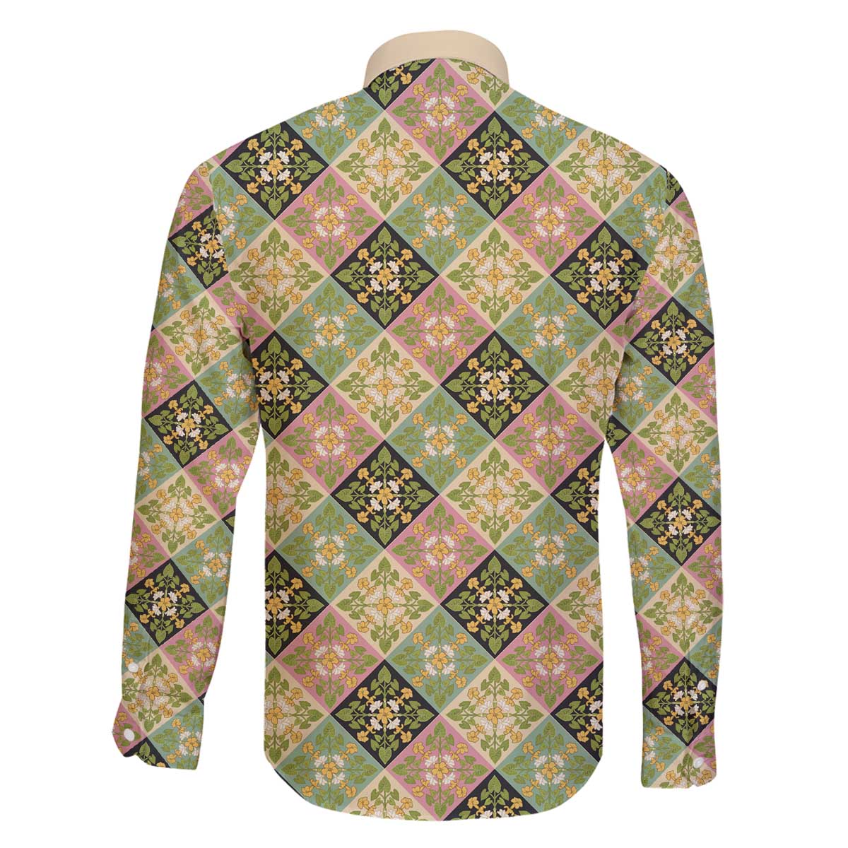 Seamless Pattern Puakenikeni and Kalo Family Matching Off The Shoulder Long Sleeve Dress and Hawaiian Shirt LT9 - Polynesian Pride