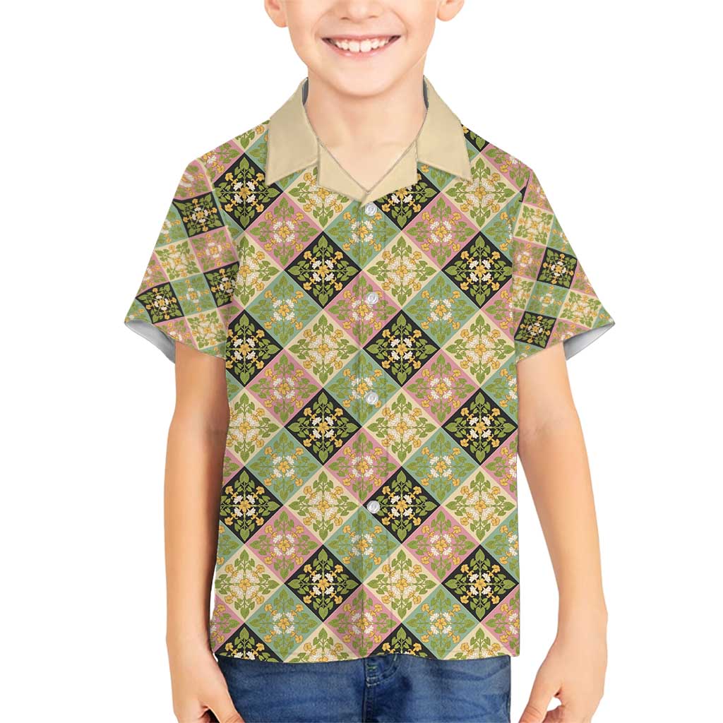 Seamless Pattern Puakenikeni and Kalo Family Matching Off Shoulder Maxi Dress and Hawaiian Shirt - Polynesian Pride