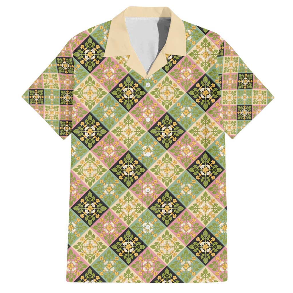 Seamless Pattern Puakenikeni and Kalo Family Matching Off Shoulder Short Dress and Hawaiian Shirt - Polynesian Pride