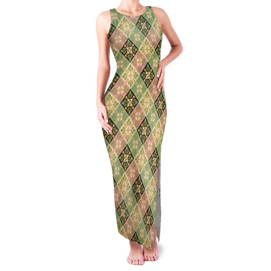 Seamless Pattern Puakenikeni and Kalo Family Matching Tank Maxi Dress and Hawaiian Shirt - Polynesian Pride