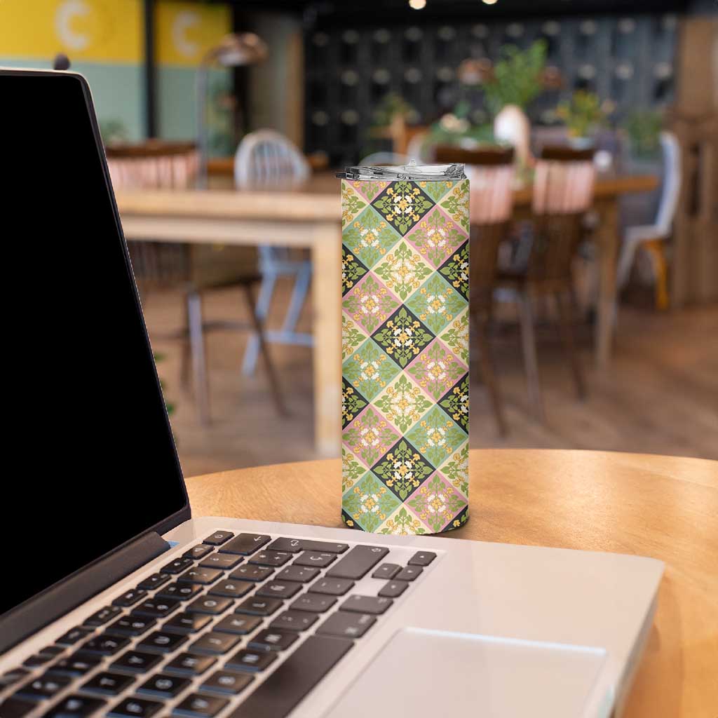 Seamless Pattern Puakenikeni and Kalo Skinny Tumbler - Polynesian Pride