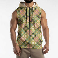 Seamless Pattern Puakenikeni and Kalo Sleeveless Zip Hoodie - Polynesian Pride