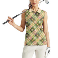 Seamless Pattern Puakenikeni and Kalo Women Sleeveless Polo Shirt LT9 - Polynesian Pride