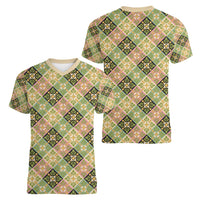 Seamless Pattern Puakenikeni and Kalo Women V-Neck T-Shirt - Polynesian Pride