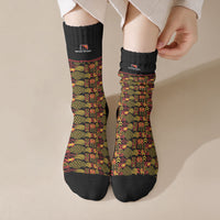 Papua New Guinea Kumuls Crew Socks Bird of Paradise Black Version LT9 Crew Socks Black - Polynesian Pride