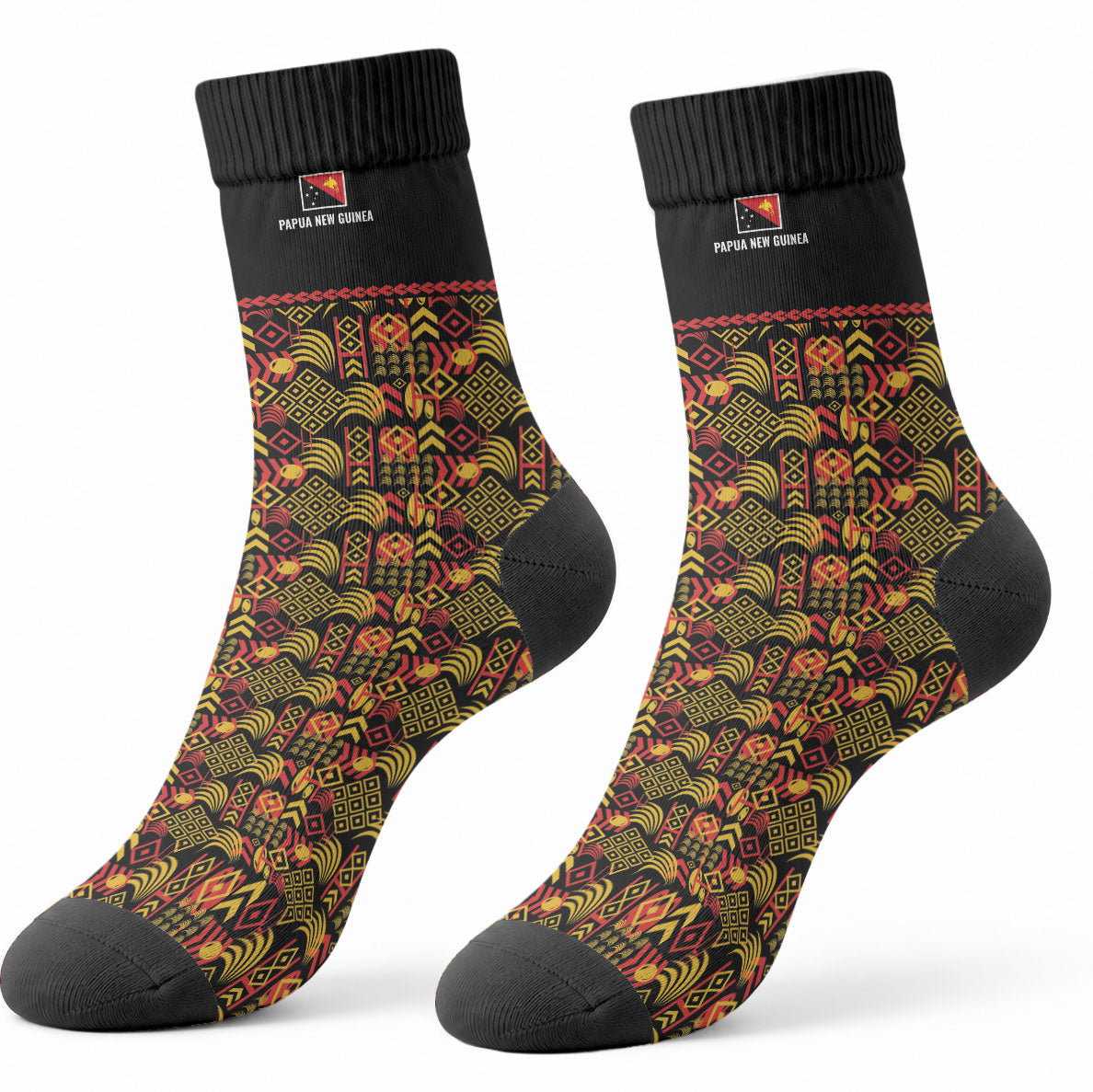 Papua New Guinea Kumuls Crew Socks Bird of Paradise Black Version LT9 - Polynesian Pride