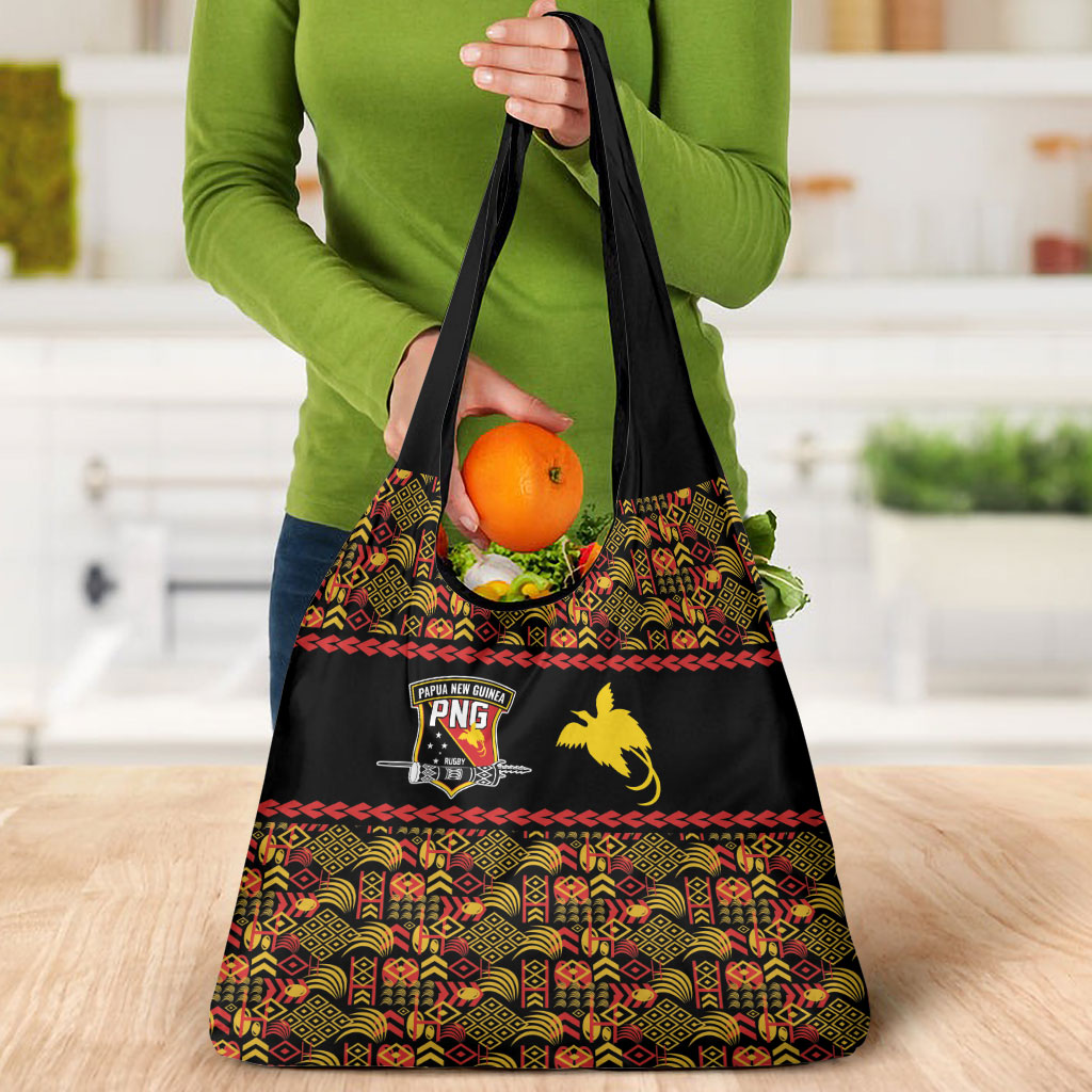 Papua New Guinea Kumuls Grocery Bag Bird of Paradise Black Version LT9 - Polynesian Pride