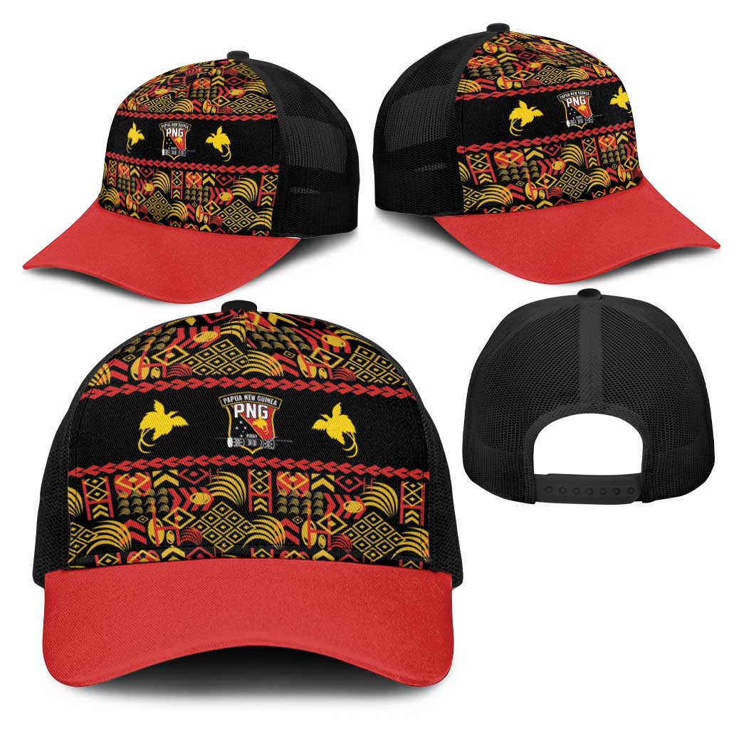 Papua New Guinea Kumuls Mesh Trucker Cap Bird of Paradise Black Version LT9 - Polynesian Pride