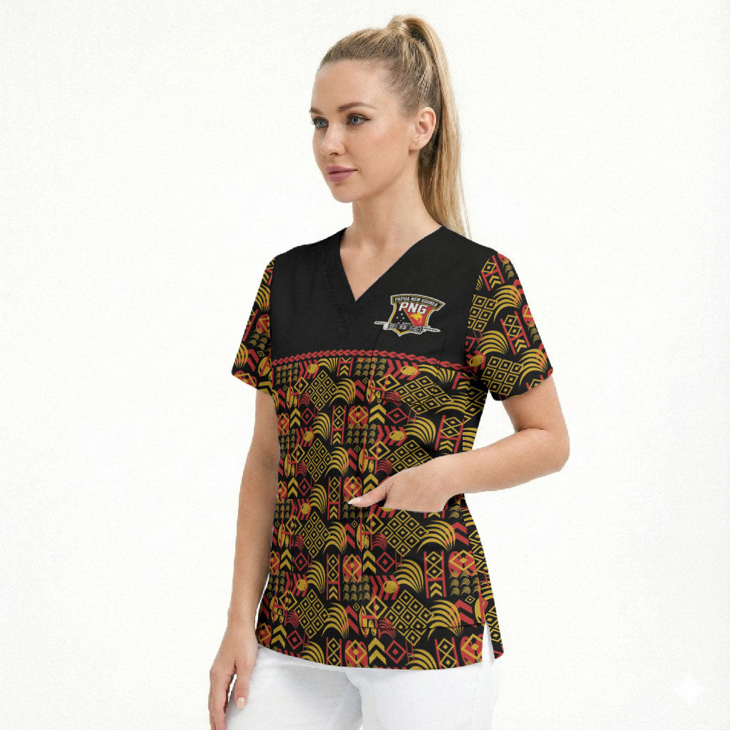 Papua New Guinea Kumuls Scrub Top Bird of Paradise Black Version LT9 - Polynesian Pride