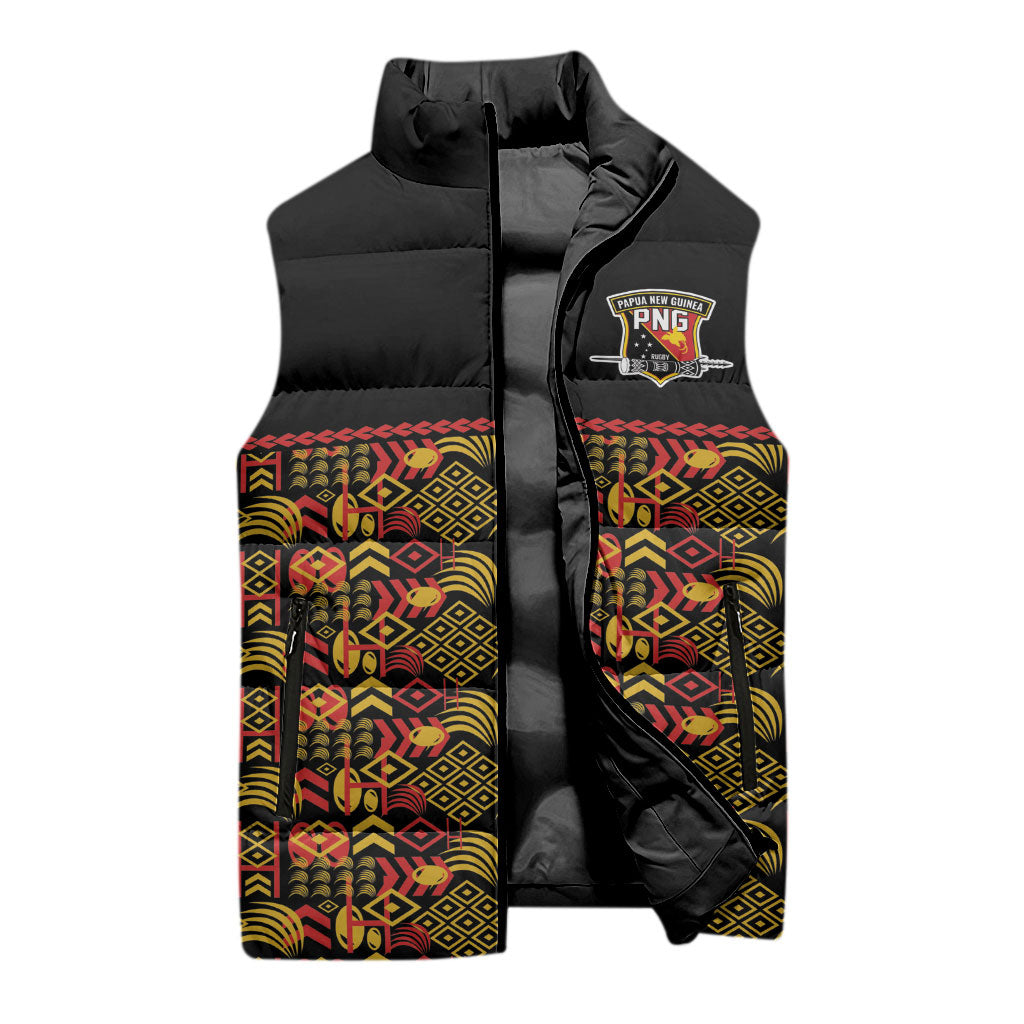 Papua New Guinea Kumuls Sleeveless Puffer Jacket Bird of Paradise Black Version LT9 - Polynesian Pride