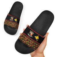 Papua New Guinea Kumuls Slide Sandals Bird of Paradise Black Version LT9 - Polynesian Pride