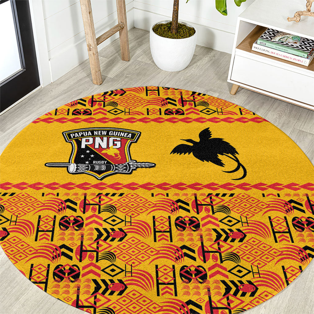 Papua New Guinea Kumuls Round Carpet Bird of Paradise Gold Version LT9 Gold - Polynesian Pride