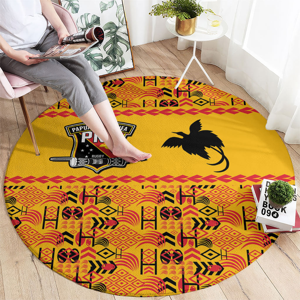 Papua New Guinea Kumuls Round Carpet Bird of Paradise Gold Version LT9 - Polynesian Pride