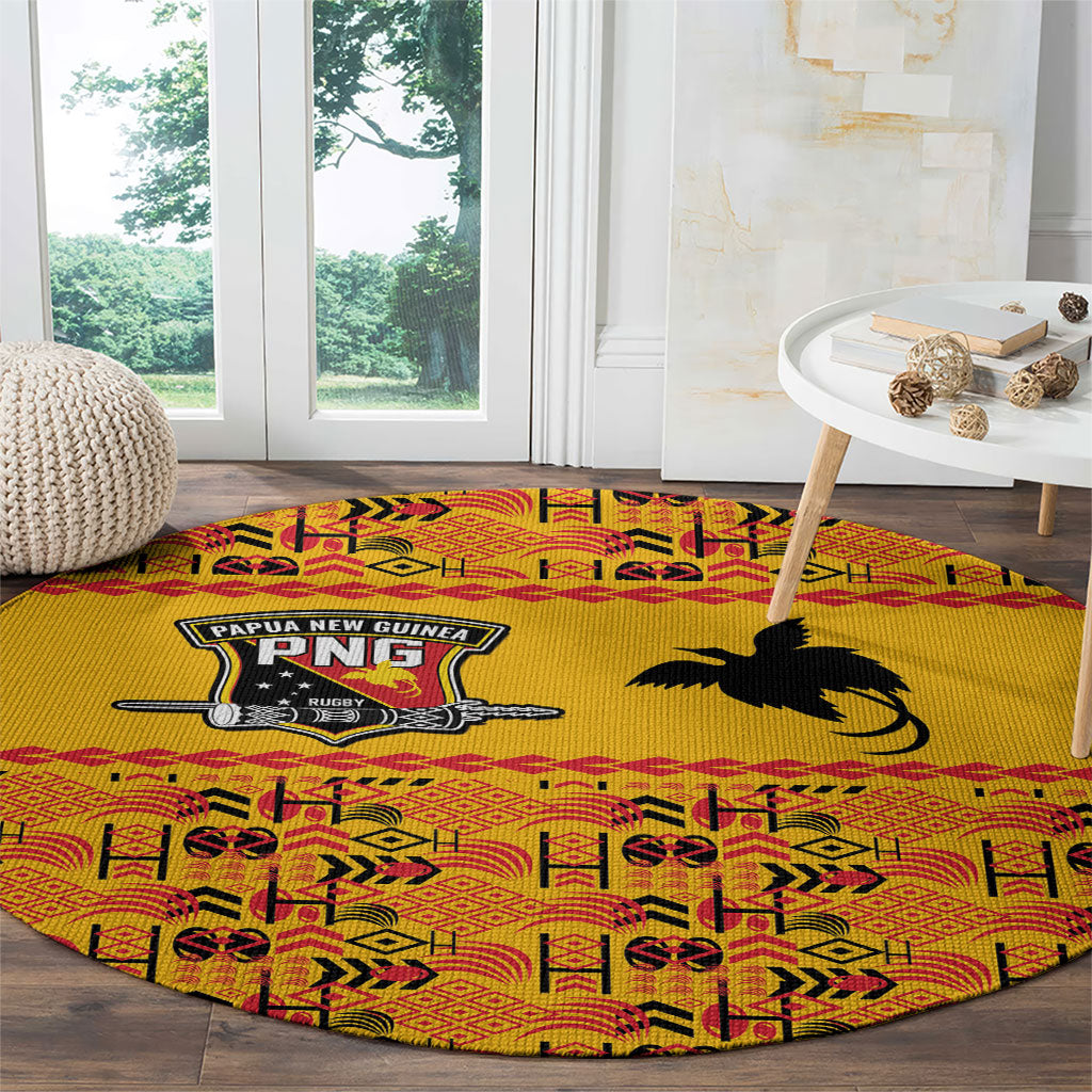 Papua New Guinea Kumuls Round Carpet Bird of Paradise Gold Version LT9 - Polynesian Pride