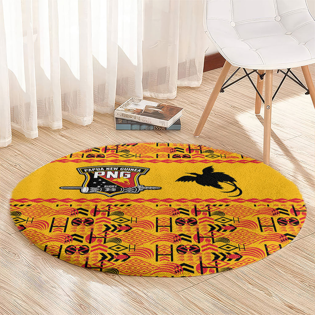 Papua New Guinea Kumuls Round Carpet Bird of Paradise Gold Version LT9 - Polynesian Pride
