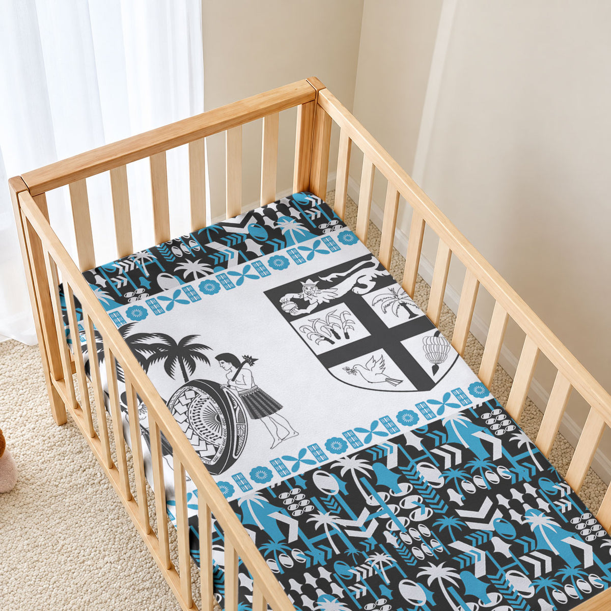 Fiji Bati Baby Bed Cover Bati Island Warrior Geometry LT9 - Polynesian Pride