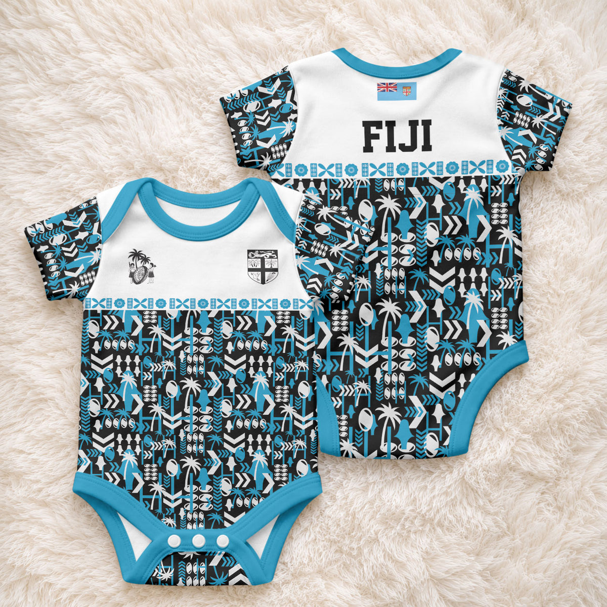 Fiji Bati Baby Onesie Bati Island Warrior Geometry LT9 - Polynesian Pride