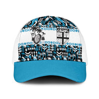 Fiji Bati Baseball Net Cap Bati Island Warrior Geometry LT9 One Size White Blue - Polynesian Pride