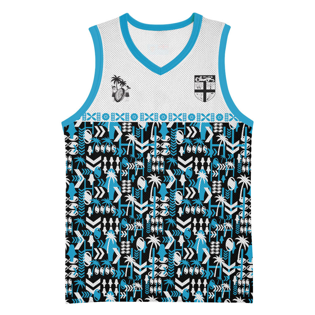 Fiji Bati Basketball Jersey Bati Island Warrior Geometry LT9 Unisex Blue - Polynesian Pride