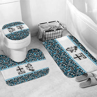 Fiji Bati Bathroom Set Bati Island Warrior Geometry LT9 Mat Set Only (3 pcs) One Size Blue - Polynesian Pride