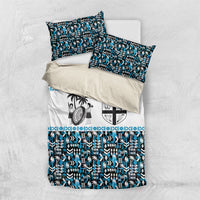 Fiji Bati Bedding Set Bati Island Warrior Geometry LT9 US Twin 172cm x 218cm Blue - Polynesian Pride