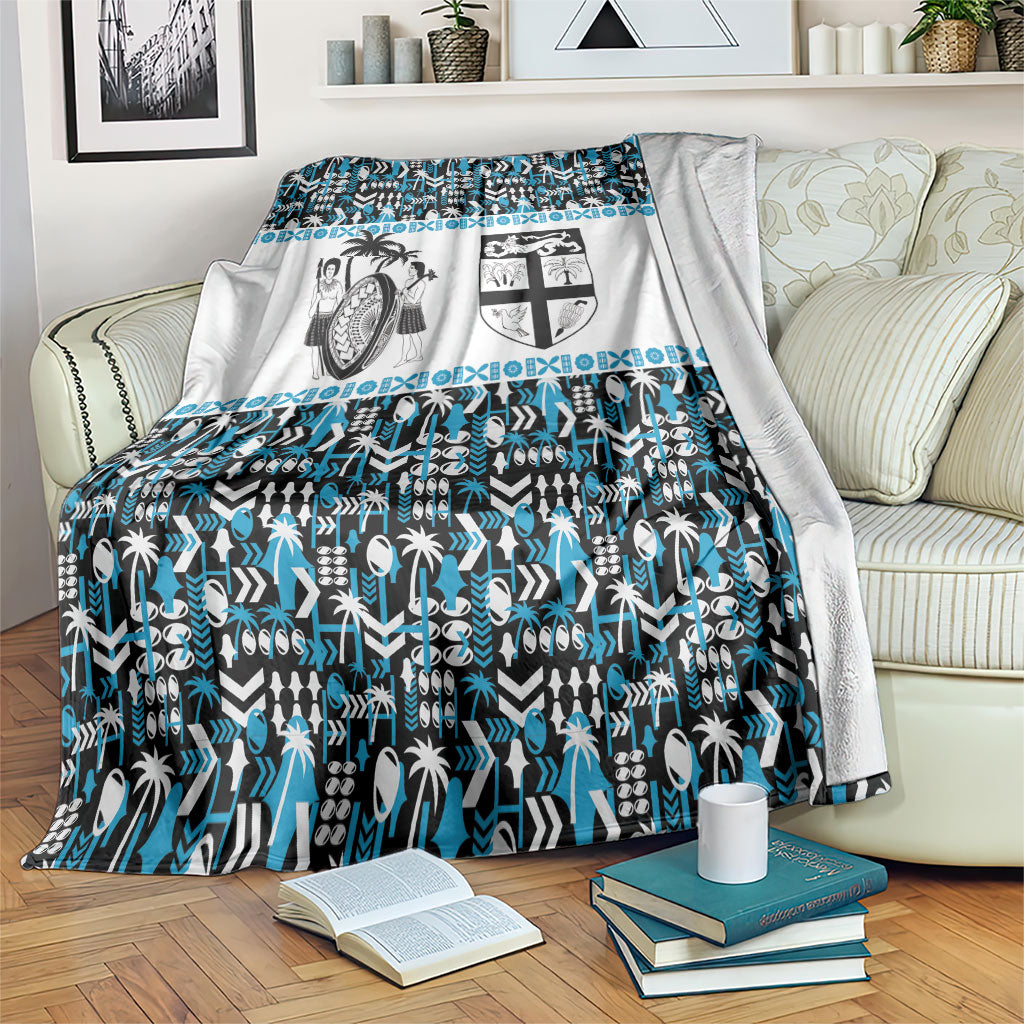 Fiji Bati Blanket Bati Island Warrior Geometry LT9 Blue - Polynesian Pride