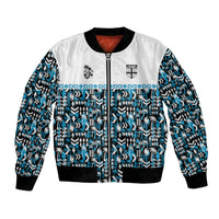 Fiji Bati Bomber Jacket Bati Island Warrior Geometry LT9 Unisex Blue - Polynesian Pride
