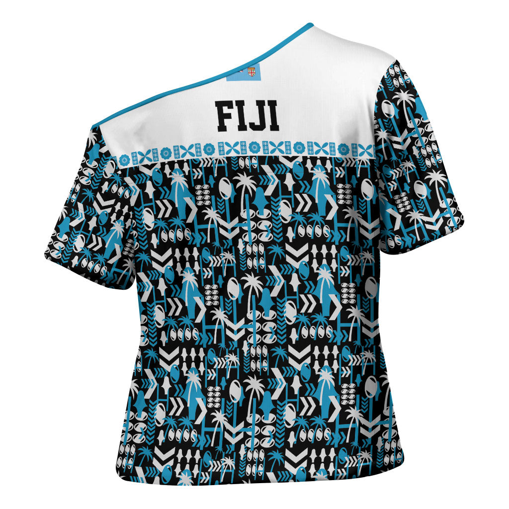 Fiji Bati Cross Shoulder Shirt Bati Island Warrior Geometry LT9 - Polynesian Pride