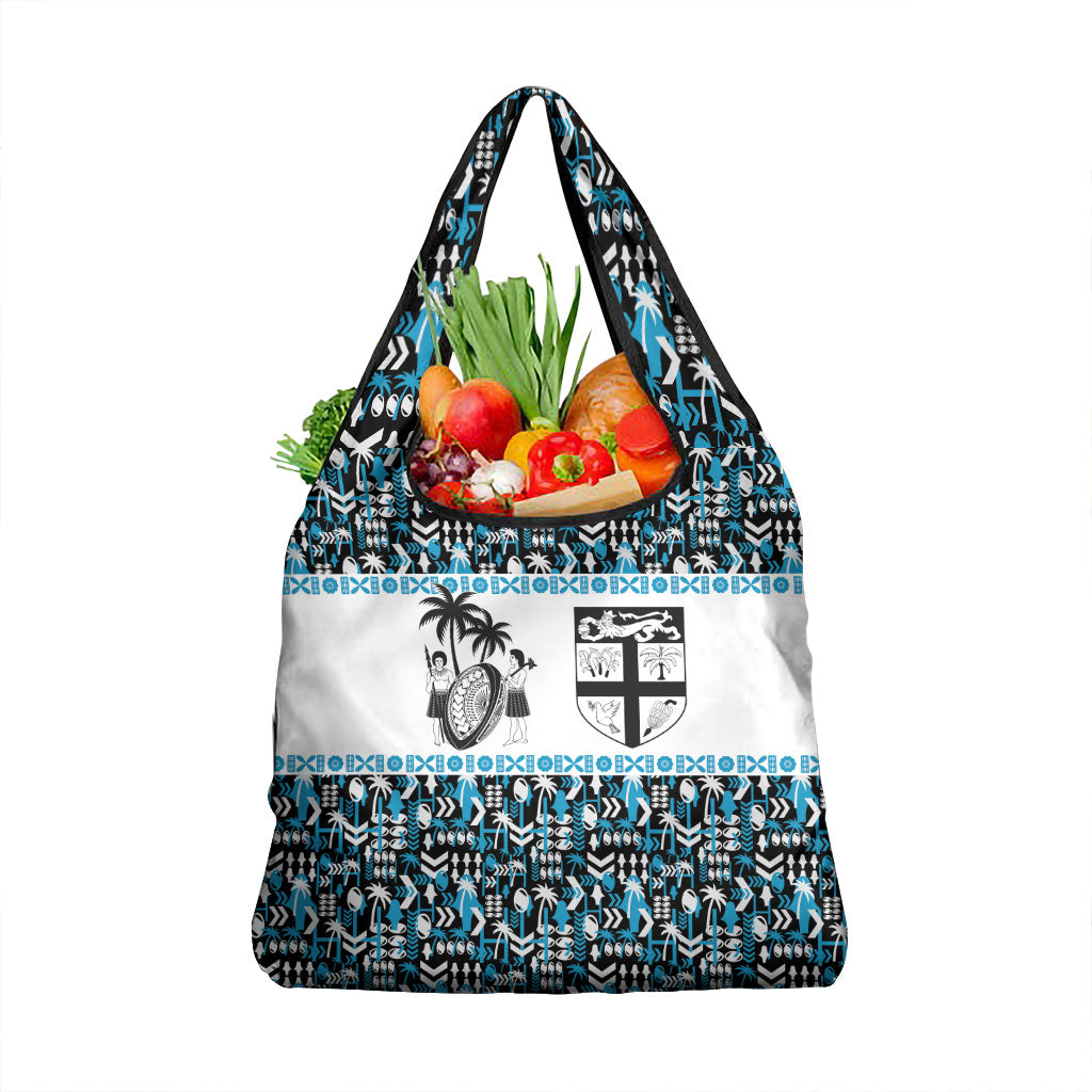 Fiji Bati Grocery Bag Bati Island Warrior Geometry LT9 1-pack One Size Blue - Polynesian Pride