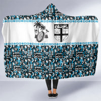 Fiji Bati Hooded Blanket Bati Island Warrior Geometry LT9 One Size Blue - Polynesian Pride