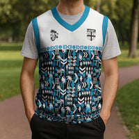 Fiji Bati Christmas Knitted V-Neck Vest Bati Island Warrior Geometry LT9 - Polynesian Pride
