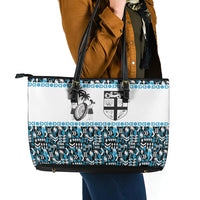 Fiji Bati Leather Tote Bag Bati Island Warrior Geometry LT9 - Polynesian Pride