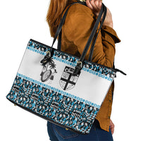 Fiji Bati Leather Tote Bag Bati Island Warrior Geometry LT9 - Polynesian Pride